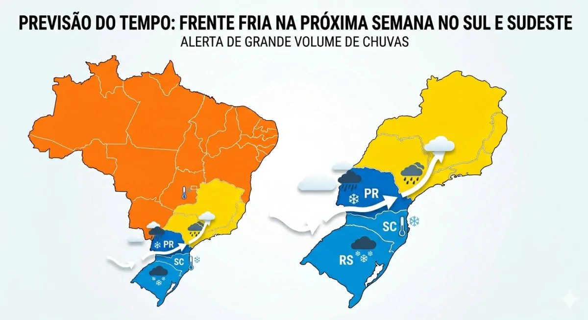 Frente fria avança e marca primeira queda típica de temperaturas no Sul e Sudeste