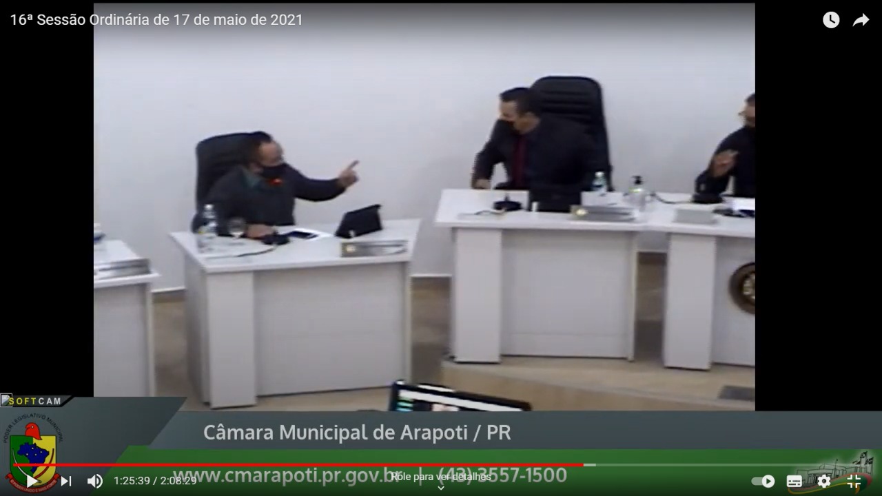 Sessão da Câmara de Arapoti é suspensa após discussão e ameaças entre parlamentares