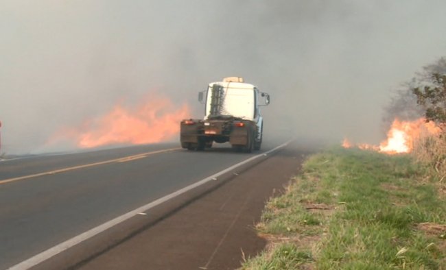 Baixa visibilidade devido a fumaça provoca acidente na PR-092 em Arapoti