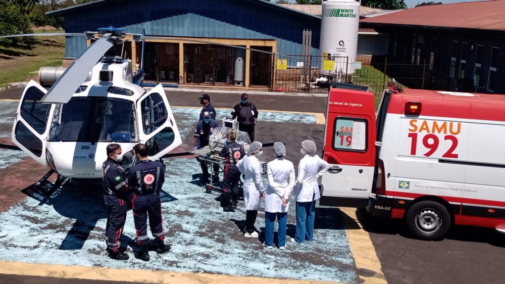 Bebê de três dias é transferido de helicóptero do Norte Pioneiro ao HU de Londrina