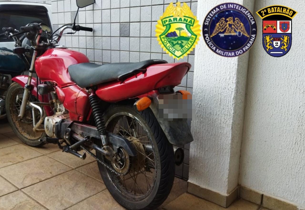 Moto furtada em Tomazina é recuperada pela PM em Ibaiti