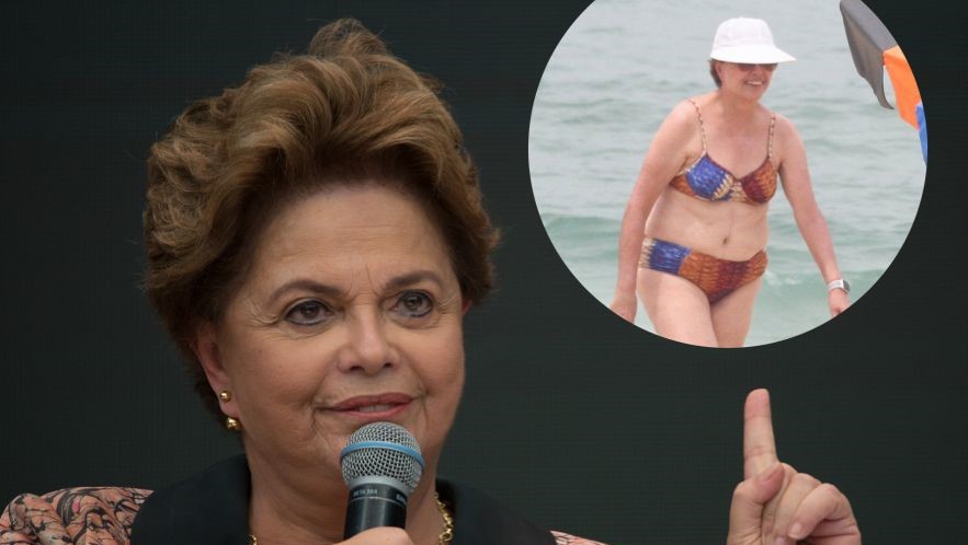 Dilma Rousseff é flagrada de biquíni em raro momento de descontração com família