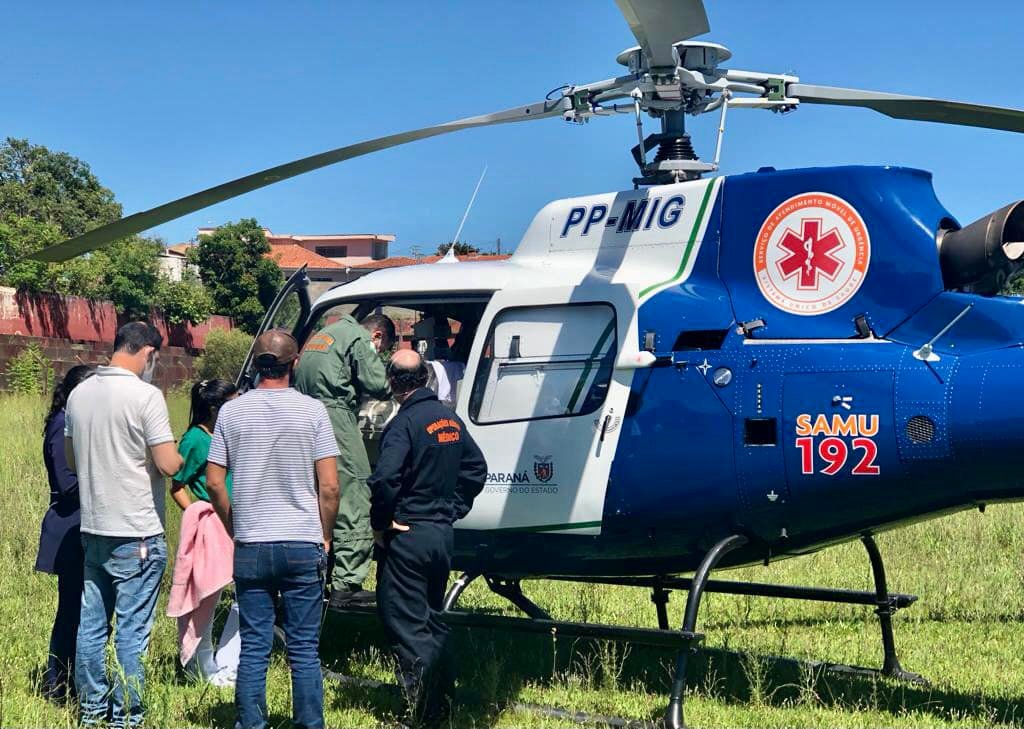 Recém-nascida é transferida de helicóptero de Jaguariaíva para Campo Largo