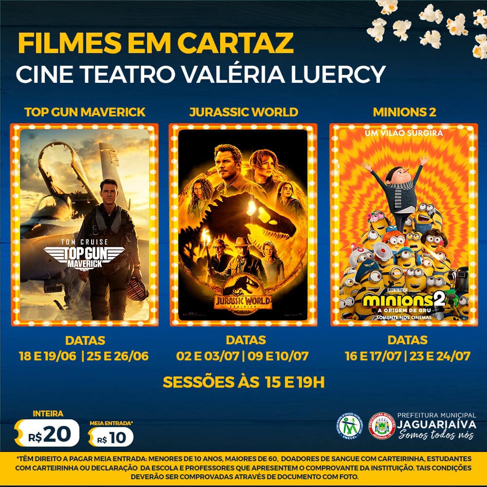 Cine Teatro Vera Lucy de Jaguariaíva coloca três filmes para exibição