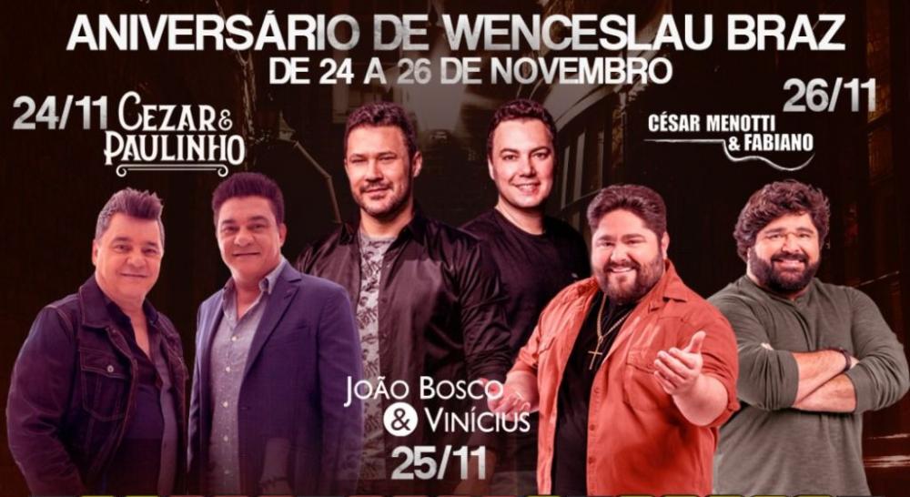 Wenceslau Braz divulga shows para comemoração de 87 anos  