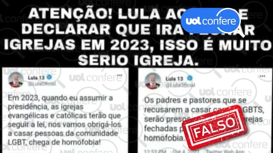 Lula não declarou no Twitter que vai prender padres e fechar igrejas