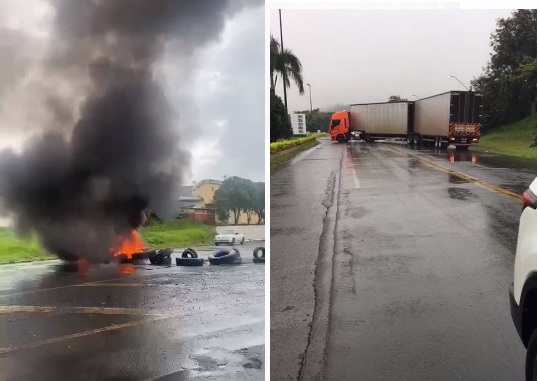PROTESTO: Caminhoneiros bloqueiam a PR-092 em Joaquim Távora
