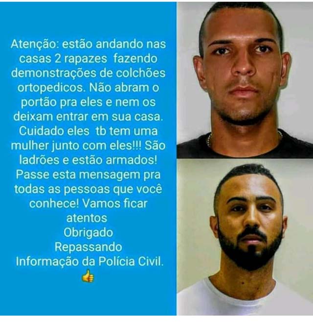 Alerta sobre vendedores ladrões em Jaguariaíva é Fake News