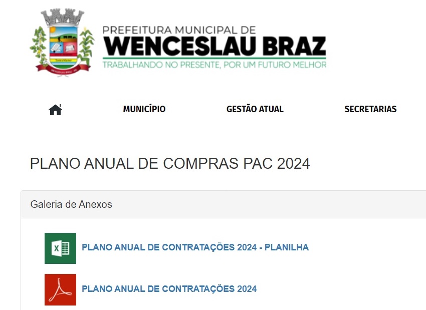 Prefeitura de Wenceslau Braz publica Plano Anual de Contratações em conformidade com a nova lei de licitações