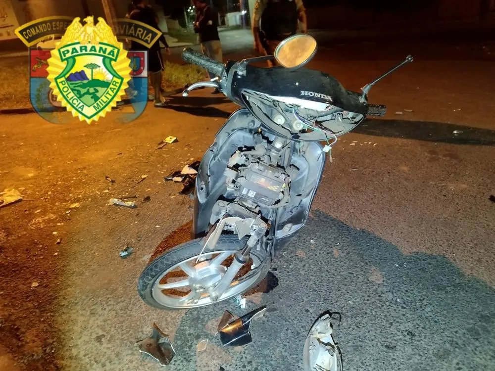Colisão com carro deixa motociclista ferido no Norte Pioneiro