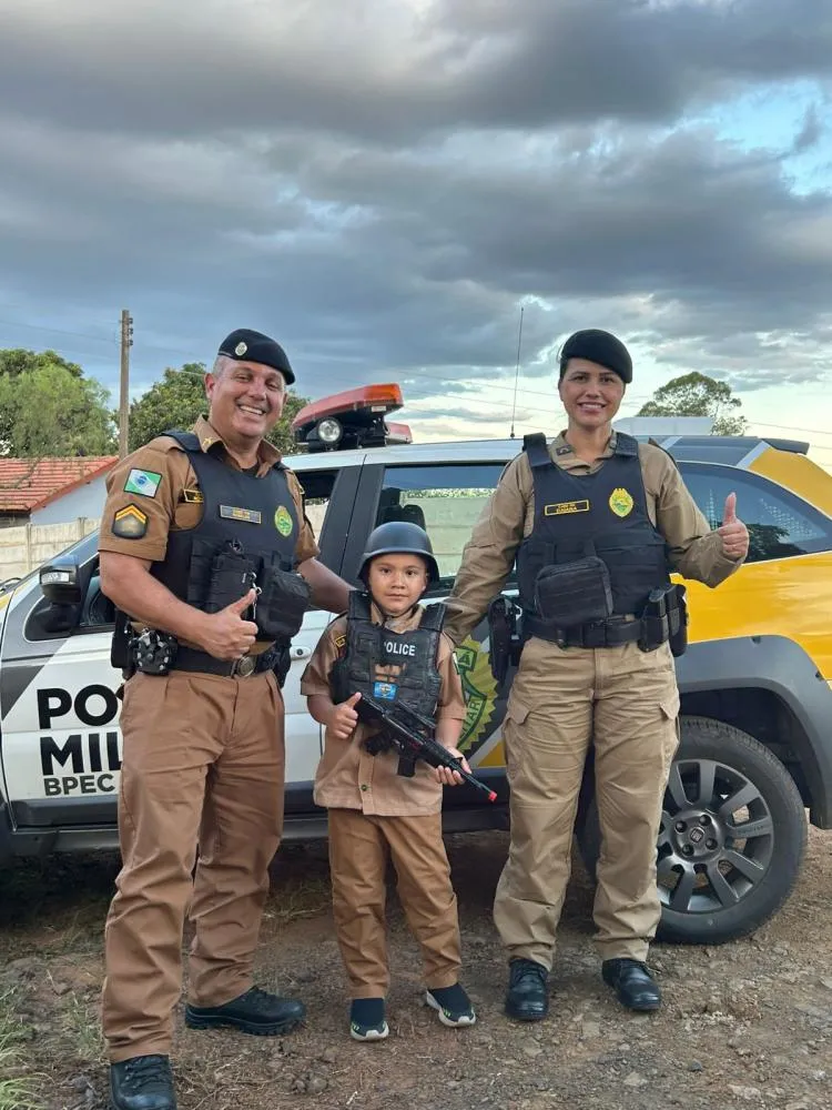 Menino que sonha em ser policial vive “Dia Especial” com a Polícia Militar de Wenceslau Braz