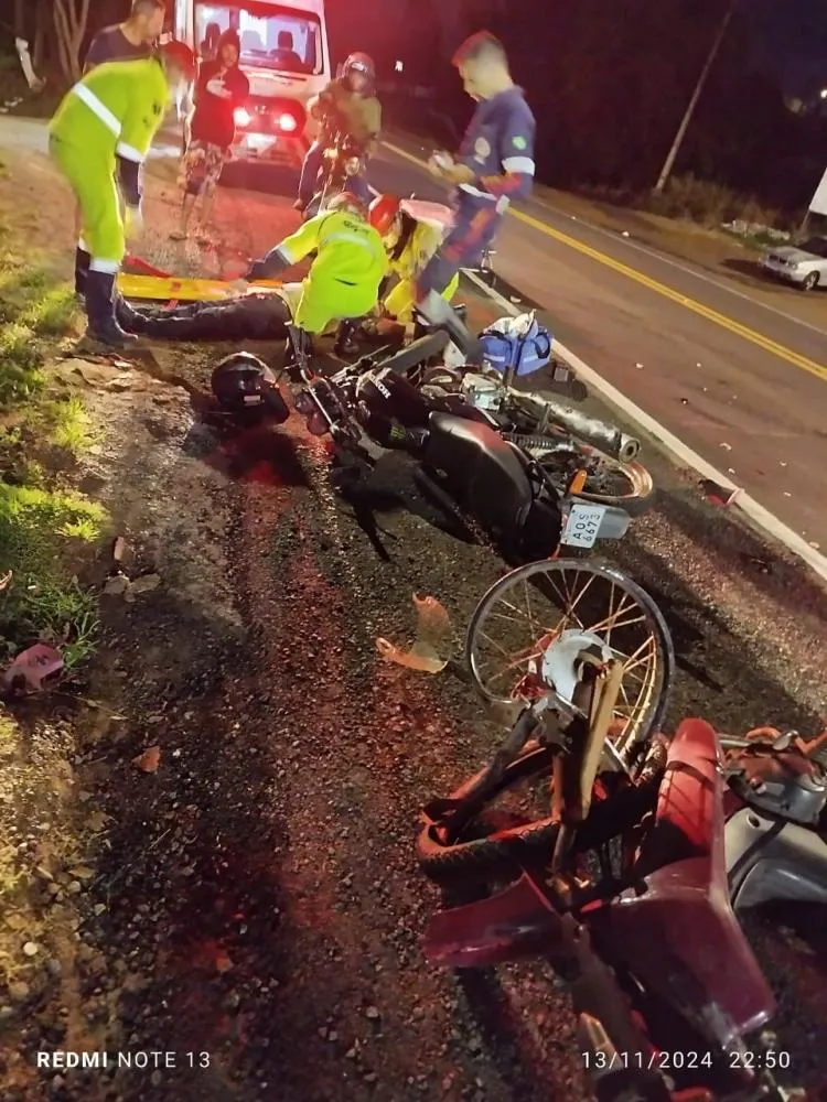 Motociclista se envolve em acidente e abandona garupa ferido na PR092 em Wenceslau Braz
