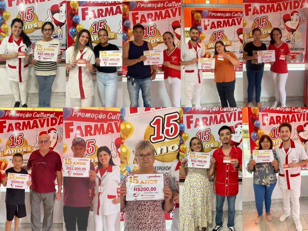 Farmavida comemora 15 anos com promoção especial e premiação recorde