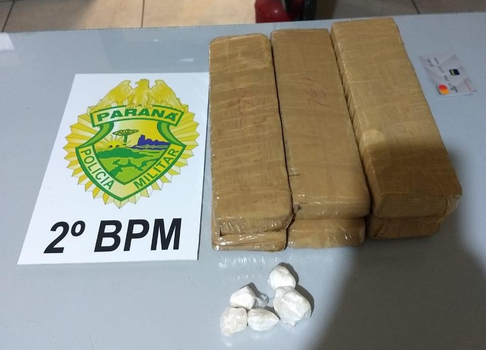 Polícia apreende 4 Kg de maconha e cocaína no Norte Pioneiro