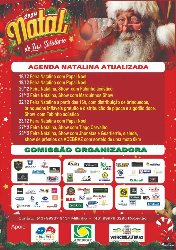Veja a agenda natalina de Wenceslau Braz atualizada