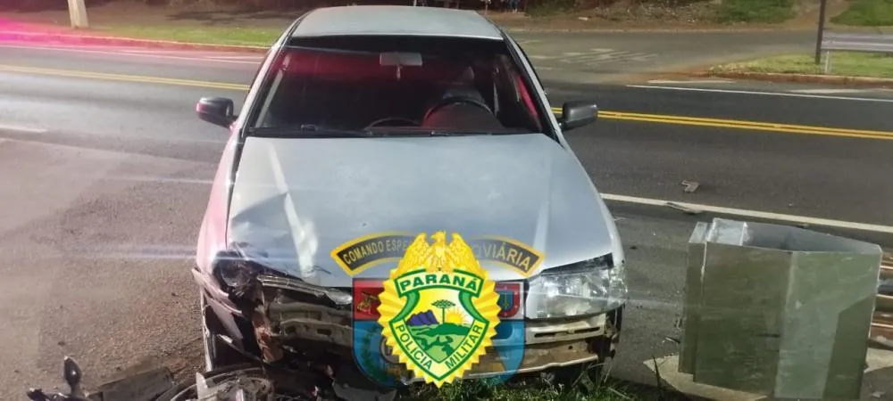 Colisão entre carro e moto deixa dois feridos em Siqueira Campos