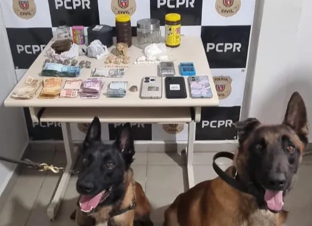 Operação com cães farejadores prende três por tráfico em Wenceslau Braz