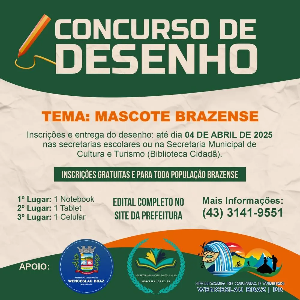 Wenceslau Braz abre concurso de desenho para definir o novo mascote municipal