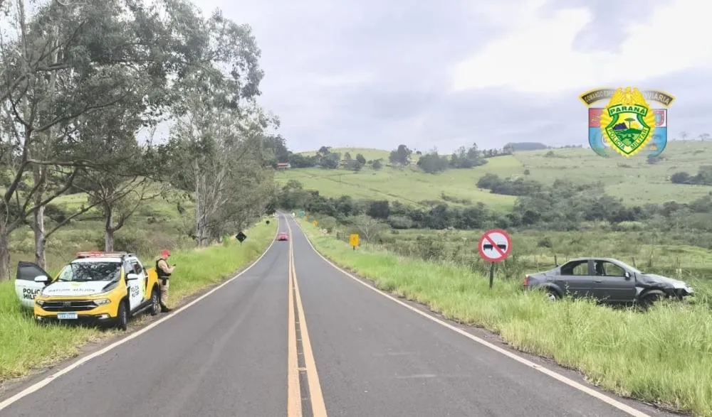 Carro sai da pista e motorista fica ferida no Norte Pioneiro