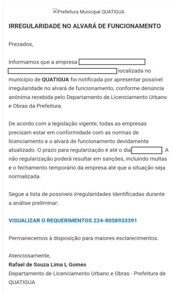 Criminosos utilizam nome da prefeitura para dar golpes em cidade da região
