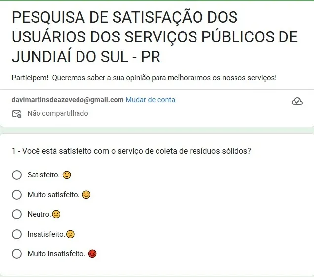 Pesquisa online permite que moradores de Jundiaí do Sul demonstrem sua satisfação com serviços públicos