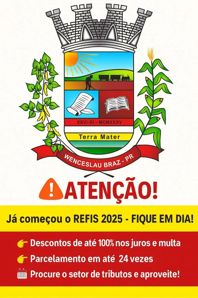 Prefeitura de Wenceslau Braz lança programa para regularização fiscal com descontos de até 100%