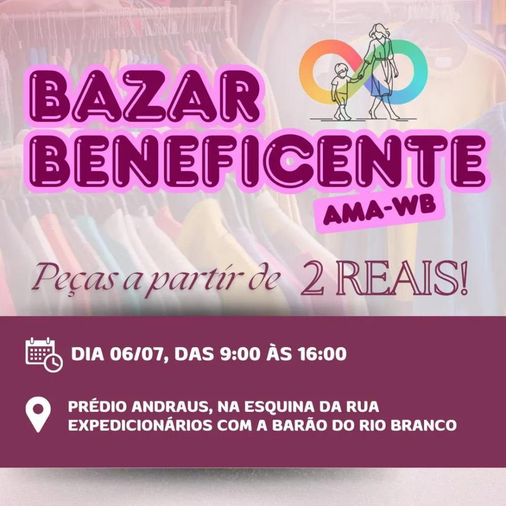 Associação de Mães de Autistas de Wenceslau Braz realiza bazar beneficente neste domingo