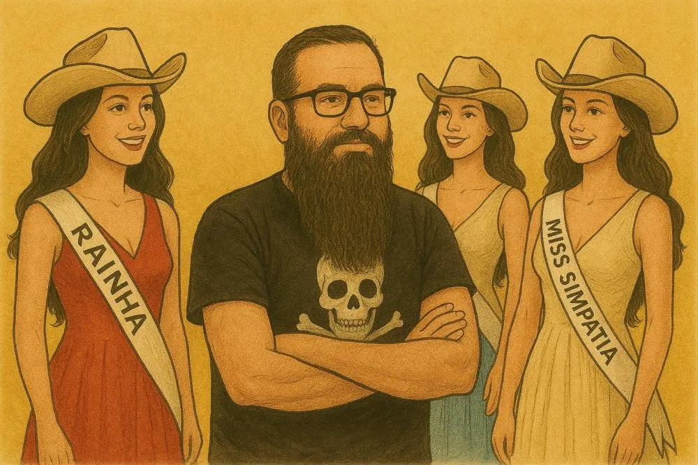 Um metaleiro no meio das rainhas do rodeio