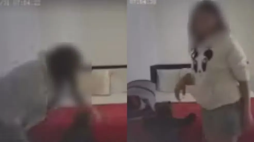Pai instala câmera escondida e flagra esposa chutando e sufocando a filha de dois anos; veja o vídeo