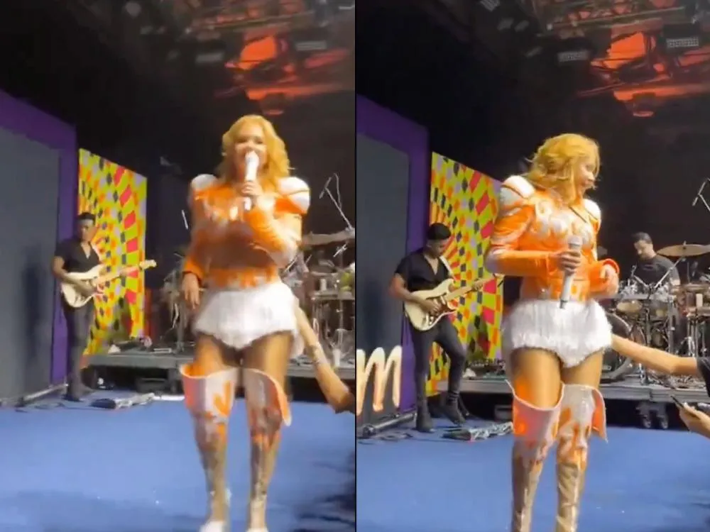 Joelma para show e dá bronca após fã tocar seu corpo sem permissão