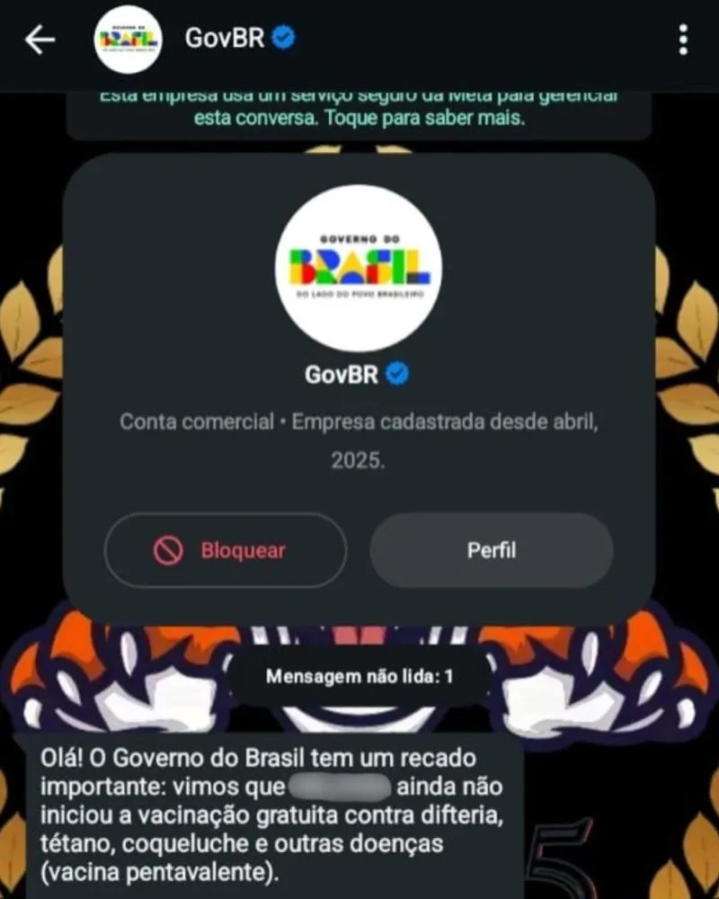 Golpistas usam mensagem falsa sobre vacinas para roubar dados de famílias em Jaboti