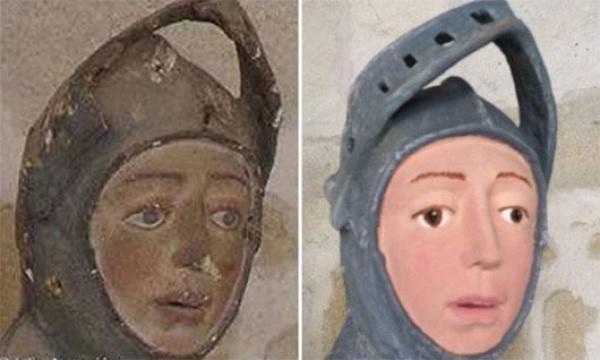 Padre refaz rosto de São Jorge e danifica obra histórica na Espanha