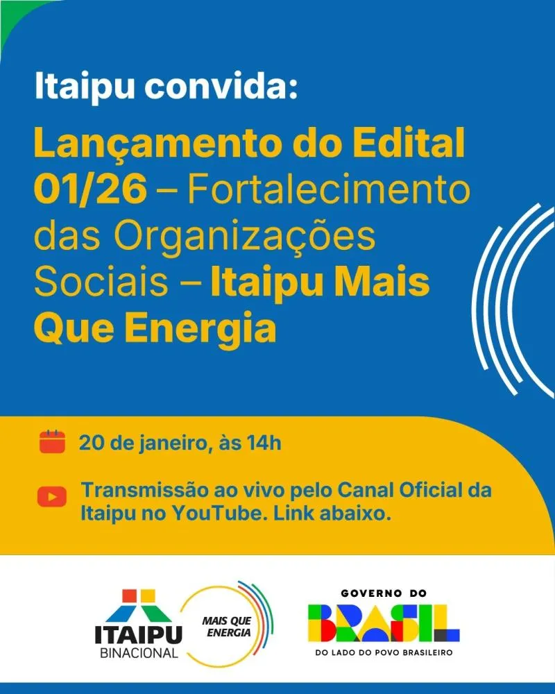 Itaipu lança novo edital para projetos de organizações sociais