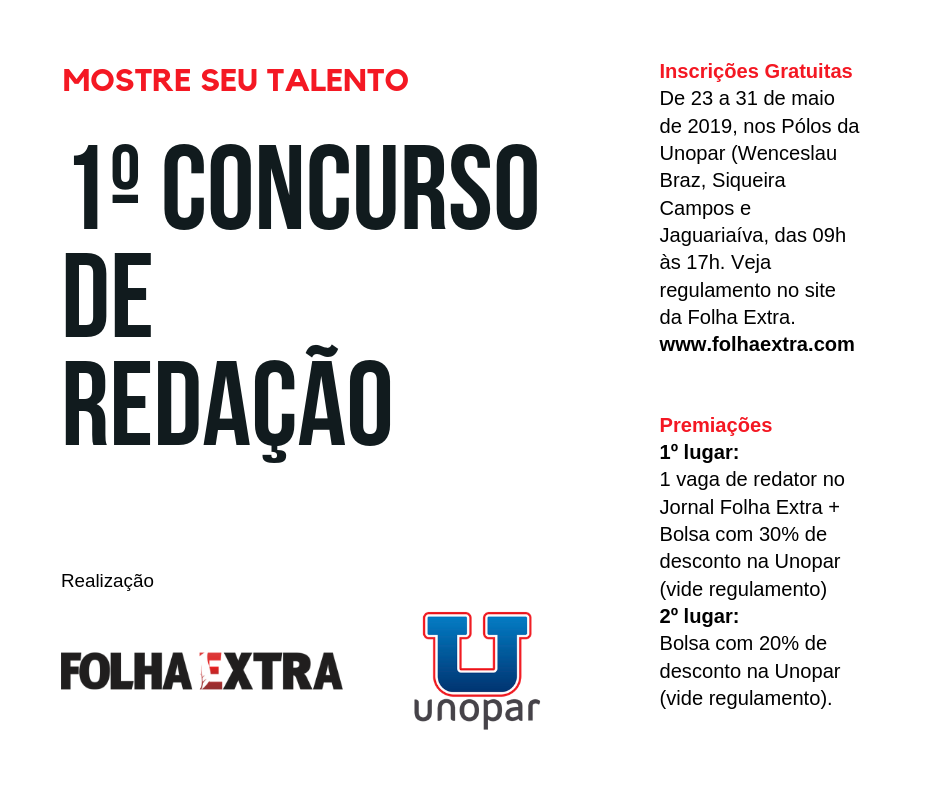 1º Concurso de Redação Unopar/Folha Extra