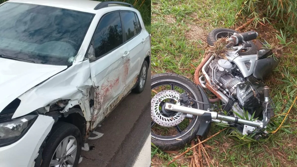 Trabalhador fica gravemente ferido em acidente com carro e moto no Norte Pioneiro