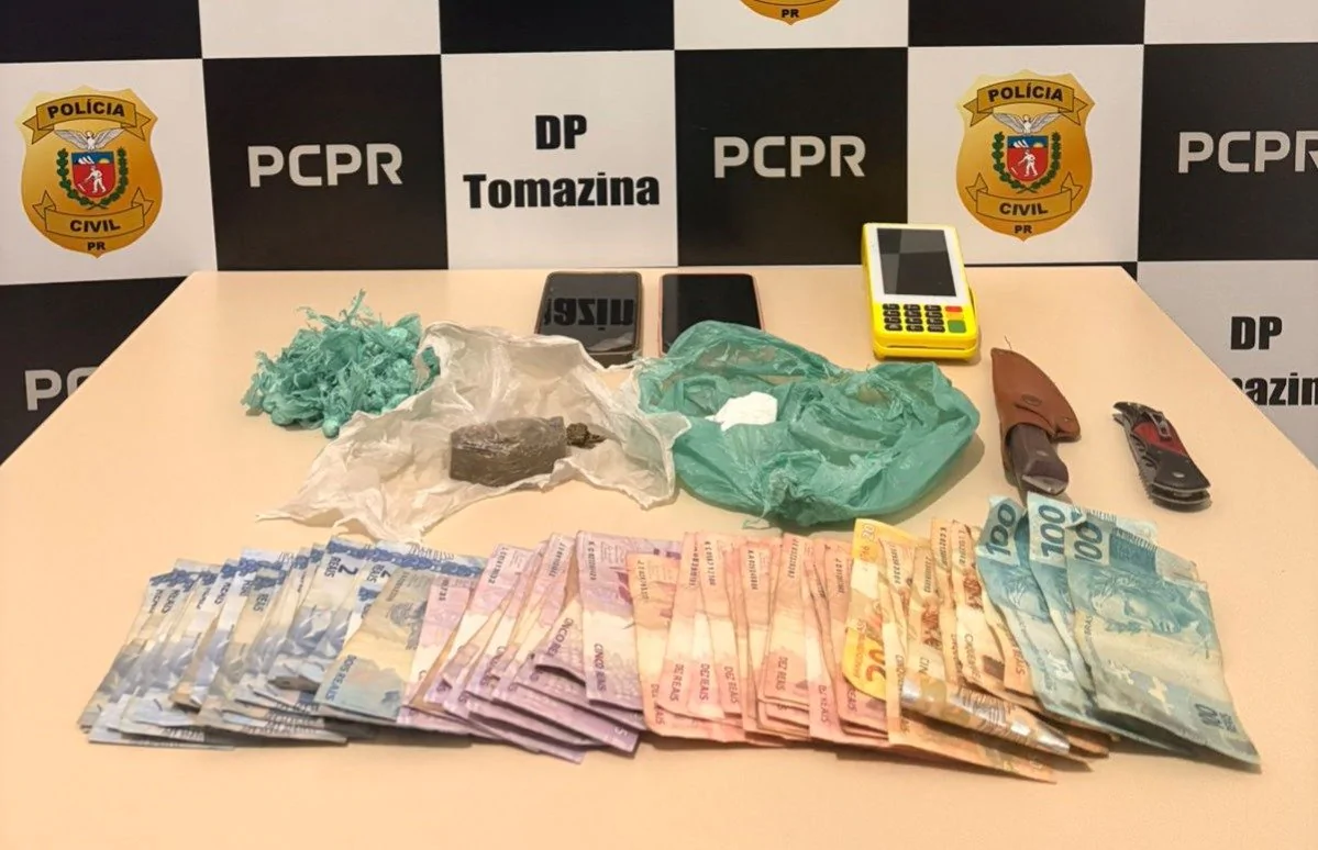 Casal é pego com cocaína pronta para venda e dinheiro de tráfico em Pinhalão