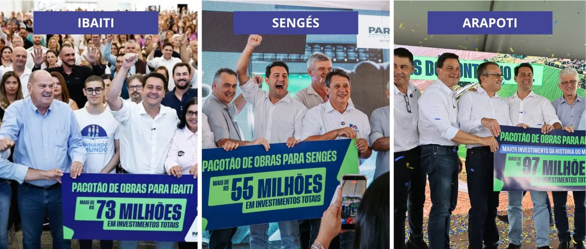 Ratinho Junior entrega obras e anuncia mais de R$ 200 mi em investimentos para Sengés, Arapoti e Ibaiti